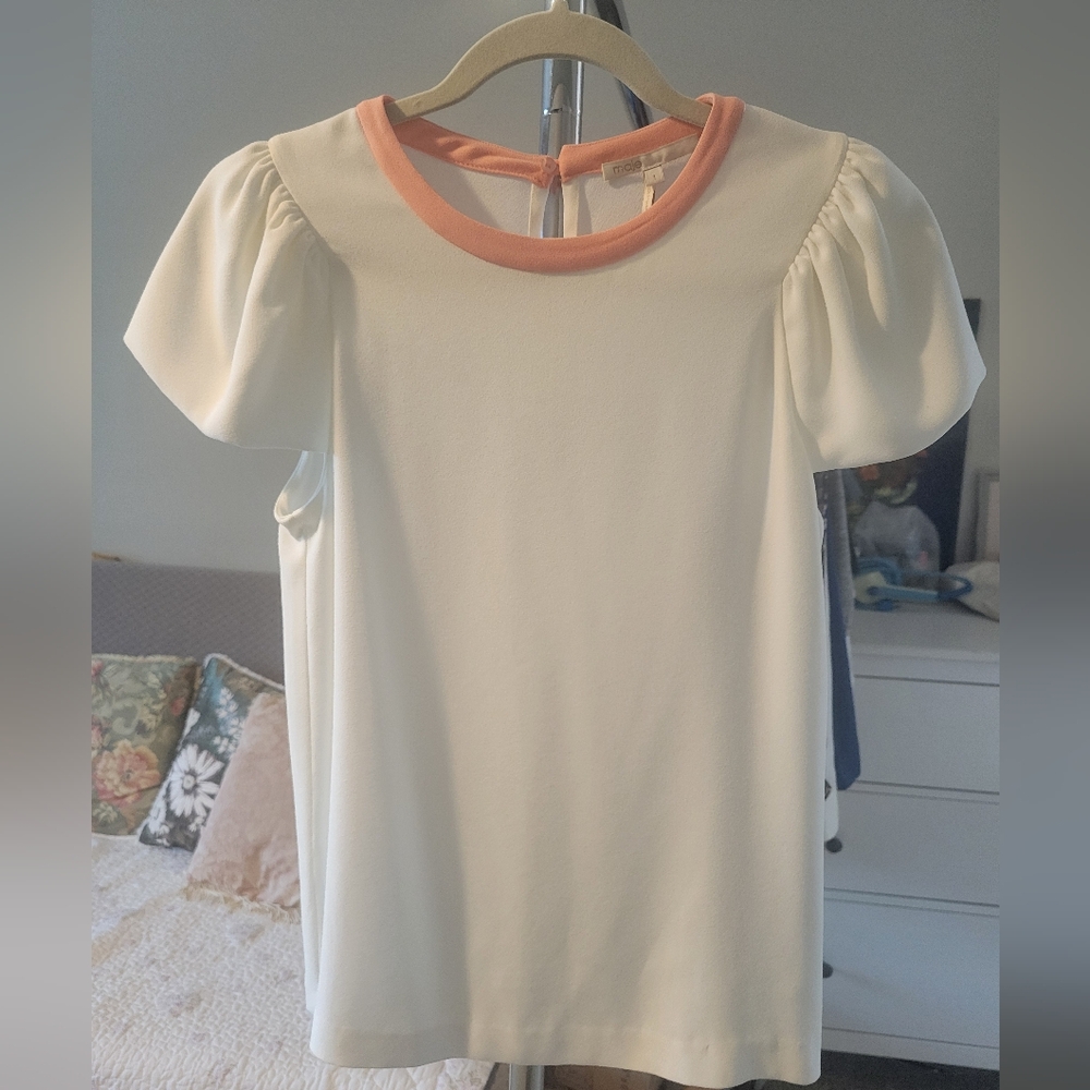 Maje cap sleeve white blouse